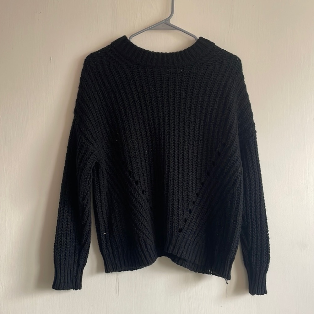 Black American eagle crew neck, knitted sweater. Oversized XS.